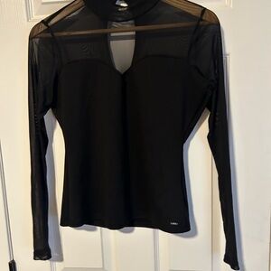 Guess Elegant Black Mesh Blouse